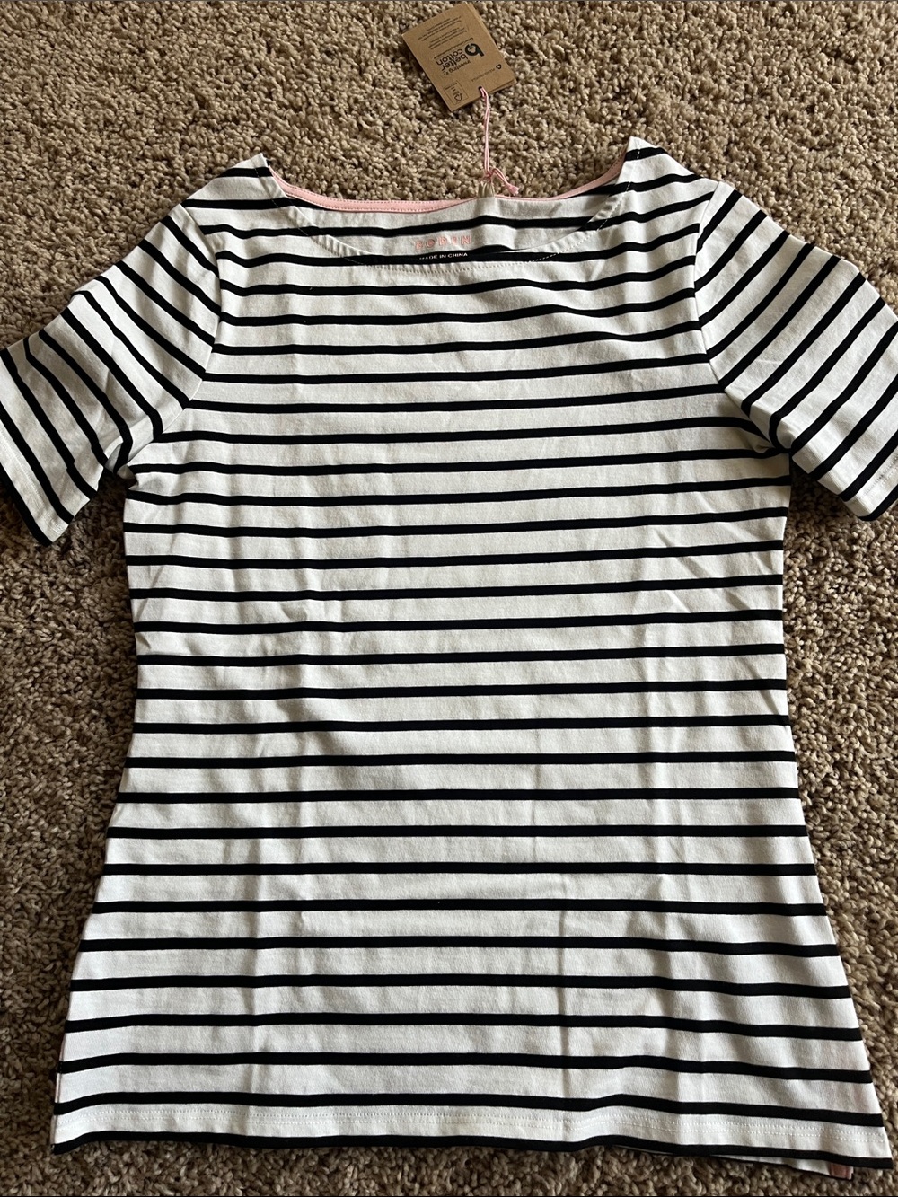 Boden Black & White Striped Short Sleeve Tee. New with tags.